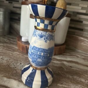 Mackenzie Childs Royal Toile Tall Pillar Candle Holder
